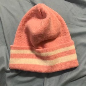 Pink and White Beanie
